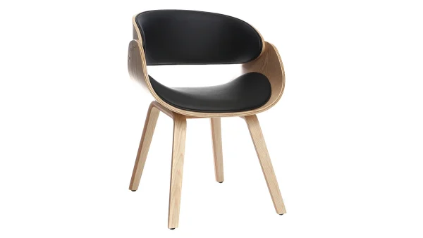 Chaise Design Noir Et Bois Clair BENT 3