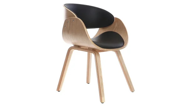 Chaise Design Noir Et Bois Clair BENT 4