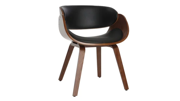 Chaise Design Noir Et Bois Foncé Noyer BENT 3