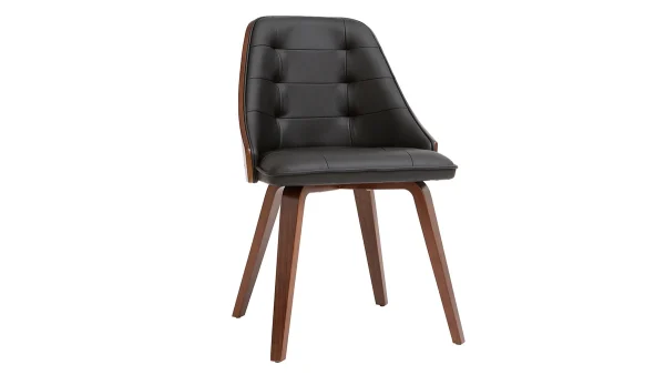 Chaise Design Noir Et Bois Foncé Noyer FLUFFY 3