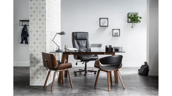 le grand escompte Chaise Design Noir Et Bois Foncé RUBBENS 7