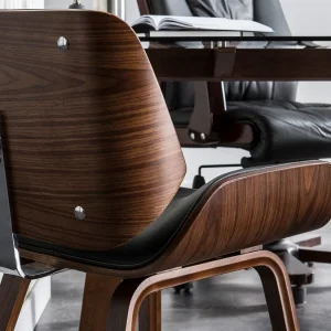 le grand escompte Chaise Design Noir Et Bois Foncé RUBBENS 25