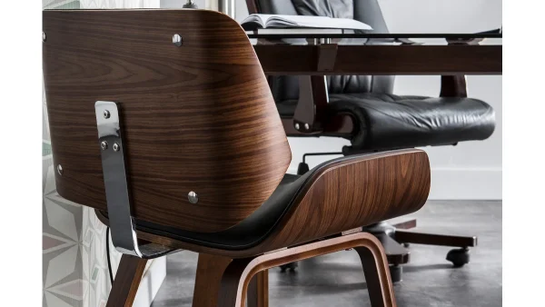 le grand escompte Chaise Design Noir Et Bois Foncé RUBBENS 9