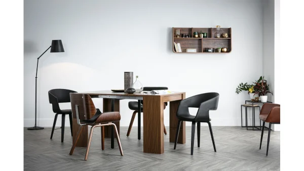 le grand escompte Chaise Design Noir Et Bois Foncé RUBBENS 8