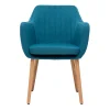 Chaise Scandinave En Tissu Bleu Canard Et Bois Clair ALEYNA 26