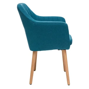 Chaise Scandinave En Tissu Bleu Canard Et Bois Clair ALEYNA 14