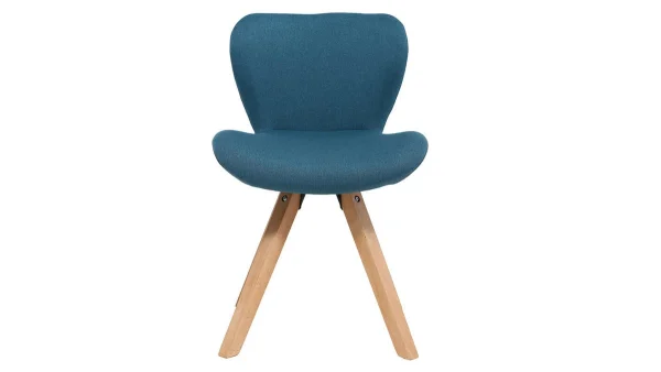 dernière tendance Chaise Scandinave En Tissu Bleu Canard Et Bois Clair Massif ANYA 1