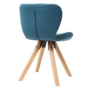 dernière tendance Chaise Scandinave En Tissu Bleu Canard Et Bois Clair Massif ANYA 12