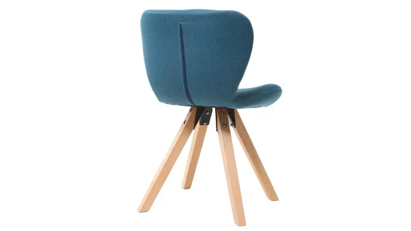 dernière tendance Chaise Scandinave En Tissu Bleu Canard Et Bois Clair Massif ANYA 4