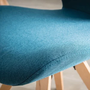 dernière tendance Chaise Scandinave En Tissu Bleu Canard Et Bois Clair Massif ANYA 16