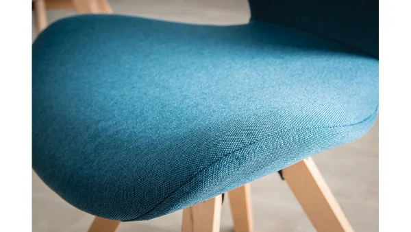 dernière tendance Chaise Scandinave En Tissu Bleu Canard Et Bois Clair Massif ANYA 6