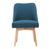 à prix très bas Chaise Scandinave En Tissu Bleu Canard Et Bois Clair Massif LIV 31