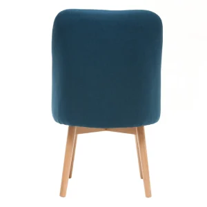 garantis authentique Chaise Scandinave En Tissu Bleu Canard Et Bois Clair Massif LIV 12