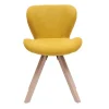 Chaise Scandinave En Tissu Effet Velours Jaune Moutarde Et Bois Clair Massif ANYA 29