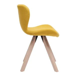 Chaise Scandinave En Tissu Effet Velours Jaune Moutarde Et Bois Clair Massif ANYA 12