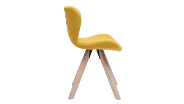 Chaise Scandinave En Tissu Effet Velours Jaune Moutarde Et Bois Clair Massif ANYA 4