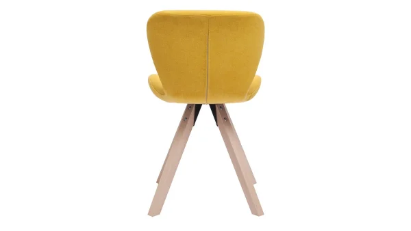 Chaise Scandinave En Tissu Effet Velours Jaune Moutarde Et Bois Clair Massif ANYA 5