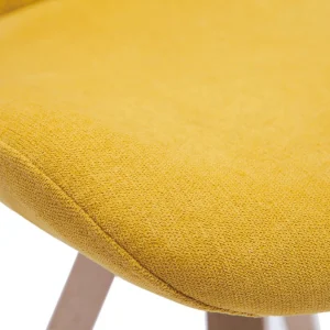 Chaise Scandinave En Tissu Effet Velours Jaune Moutarde Et Bois Clair Massif ANYA 16