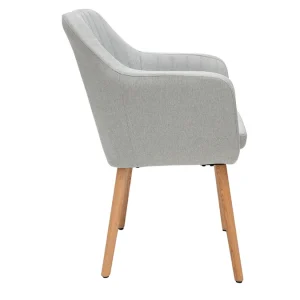 Chaise Scandinave En Tissu Gris Clair Et Bois Clair Chêne Massif ALEYNA 14