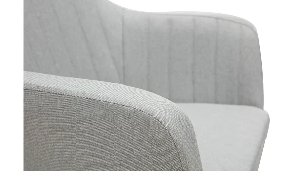 Chaise Scandinave En Tissu Gris Clair Et Bois Clair Chêne Massif ALEYNA 6