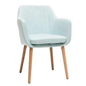 Chaise Scandinave En Tissu Menthe à L’eau Et Bois Clair Massif ALEYNA Officielle 12