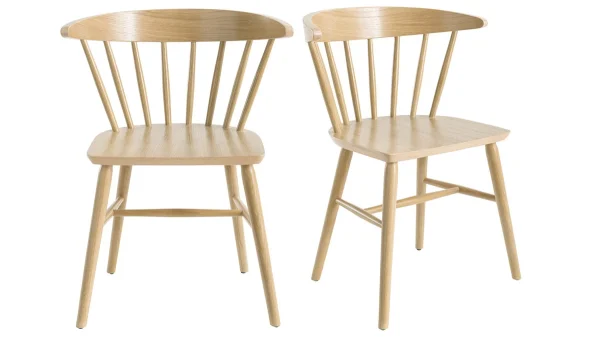 Chaises à Barreaux Bois Clair Chêne (lot De 2) DARIA 1