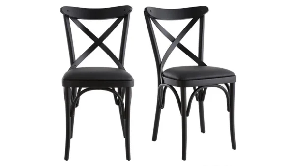 styles dernier cri Chaises Bistrot En Bois Noir (lot De 2) MARCEL 1