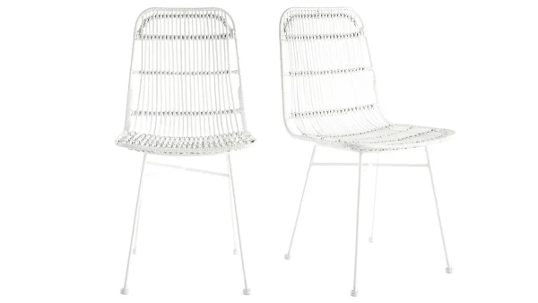 Chaises Blanches En Rotin Et Métal (lot De 2) MALACCA – Miliboo & Stéphane Plaza 1