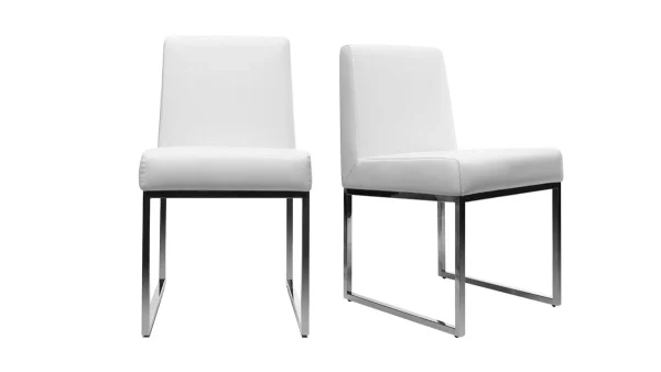 Chaises Design Blanc Et Acier Chromé (lot De 2) JUNIA 1