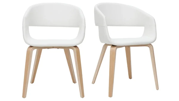 Chaises Design Blanc Et Bois Clair (lot De 2) SLAM 1