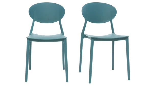 Chaises Design Empilables Bleu Canard (lot De 2) ANNA 1