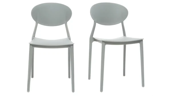 soldes magasin Chaises Design Empilables Grises (lot De 2) ANNA 1