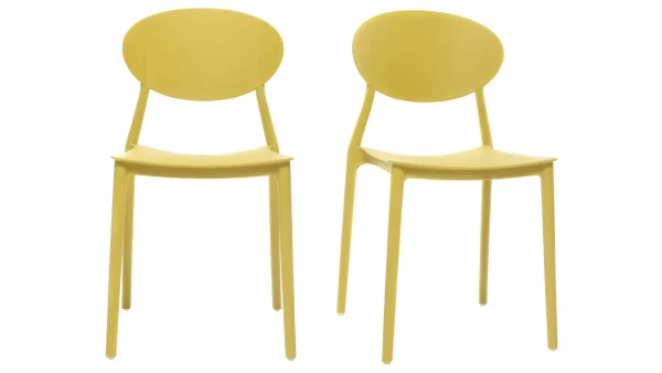 Chaises Design Empilables Jaunes (lot De 2) ANNA 1