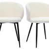 Chaises Design En Tissu Effet Laine Bouclée écru Et Métal Noir (lot De 2) ROSALIE 23