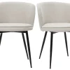 Chaises Design En Tissu Effet Velours Beige Et Métal Noir (lot De 2) SERIF 26