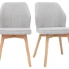 Chaises Design En Tissu Effet Velours Gris Et Bois Clair Massif (lot De 2) FANETTE 23