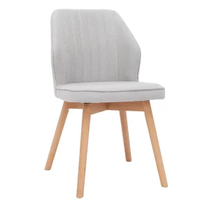 pas cher marque Chaises Design En Tissu Effet Velours Gris Et Bois Clair Massif (lot De 2) FANETTE 14