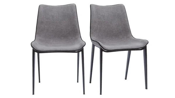 Chaises Design En Tissu Effet Velours Gris Et Métal Noir (lot De 2) BLAZE 1