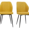 Chaises Design En Tissu Effet Velours Jaune Moutarde Et Métal Noir (lot De 2) FANETTE 28