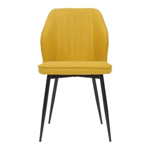 styles dernier cri Chaises Design En Tissu Effet Velours Jaune Moutarde Et Métal Noir (lot De 2) FANETTE 11