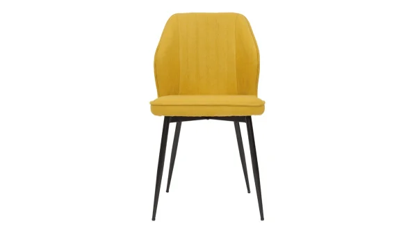 Chaises Design En Tissu Effet Velours Jaune Moutarde Et Métal Noir (lot De 2) FANETTE 3