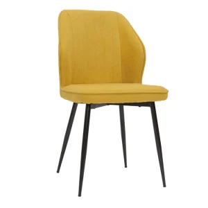 Chaises Design En Tissu Effet Velours Jaune Moutarde Et Métal Noir (lot De 2) FANETTE 13