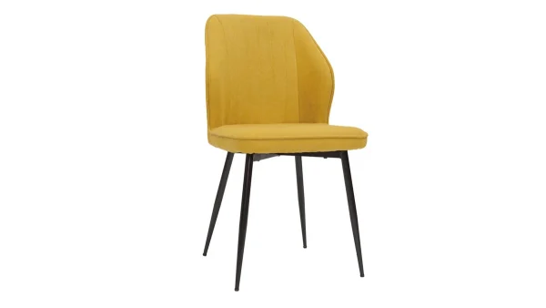 Chaises Design En Tissu Effet Velours Jaune Moutarde Et Métal Noir (lot De 2) FANETTE 4