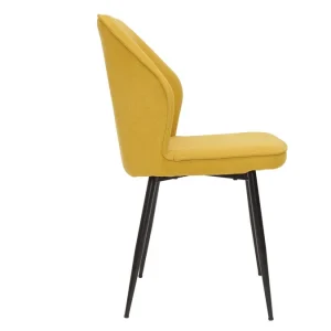 Chaises Design En Tissu Effet Velours Jaune Moutarde Et Métal Noir (lot De 2) FANETTE 15