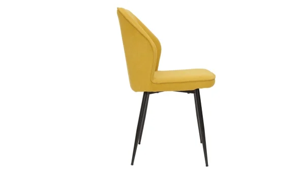 Chaises Design En Tissu Effet Velours Jaune Moutarde Et Métal Noir (lot De 2) FANETTE 5