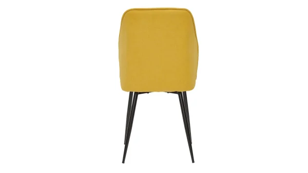 Chaises Design En Tissu Effet Velours Jaune Moutarde Et Métal Noir (lot De 2) FANETTE 6