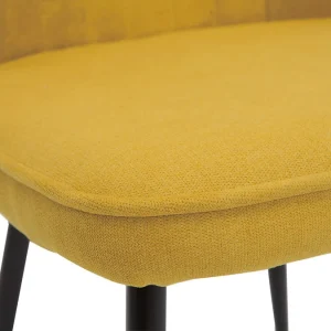 styles dernier cri Chaises Design En Tissu Effet Velours Jaune Moutarde Et Métal Noir (lot De 2) FANETTE 19