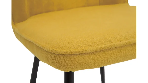 styles dernier cri Chaises Design En Tissu Effet Velours Jaune Moutarde Et Métal Noir (lot De 2) FANETTE 7