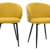 Chaises Design En Tissu Effet Velours Jaune Moutarde Et Métal Noir (lot De 2) ROSALIE 25