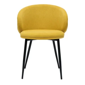 Chaises Design En Tissu Effet Velours Jaune Moutarde Et Métal Noir (lot De 2) ROSALIE à prix d'occasion 12